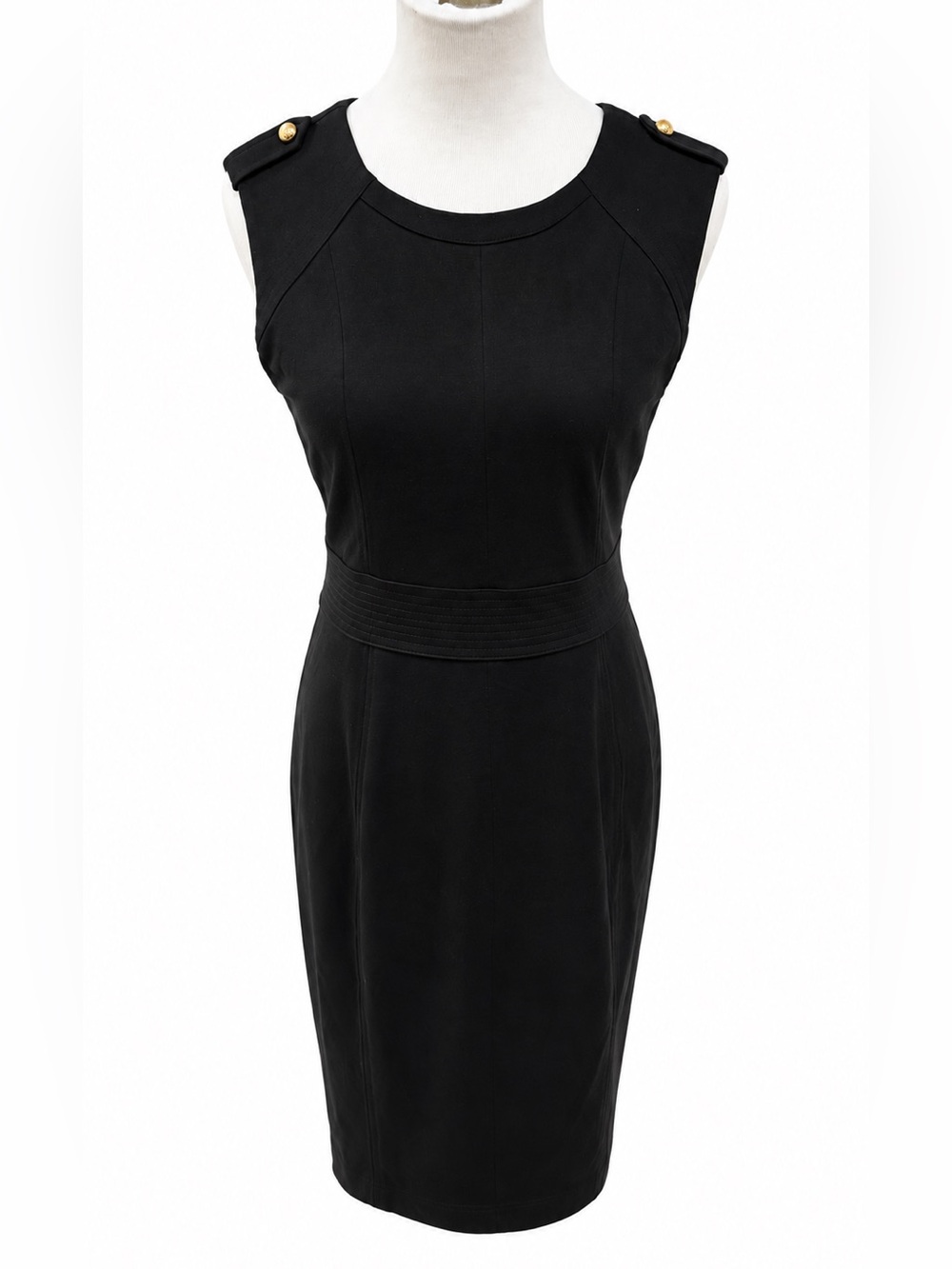 Banana Republic Soft Stretch Black Sleeveless Midi Sheath Dress 10